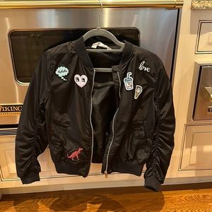 Black Light Fall Jacket with Patches Girls 11-12